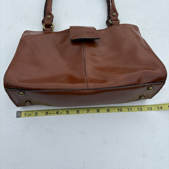 Patricia Nash Leather Shoulder Bag Tan Brown Tote Satchel Double Strap Purse - Picture 8 of 16
